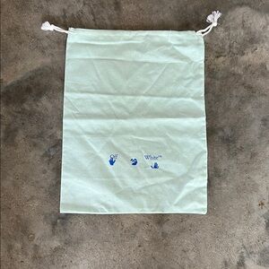 Authentic Off-White Mint Green Drawstring Dust Bag with Blue Logo